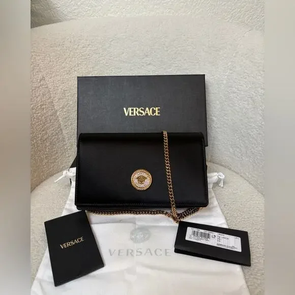 Versace | Bags | Versace Clutches Women Satin Black Nwt